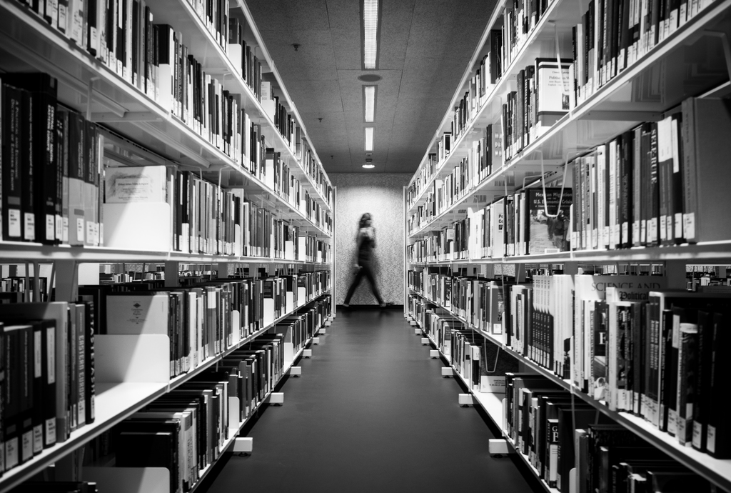 Library in black and white