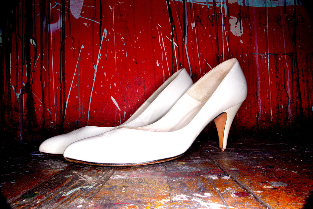White heels in a romatic setting